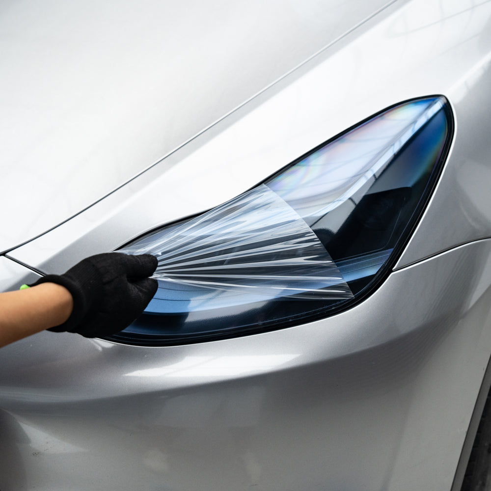 Light Blue Headlight Film With Air Channel Paper Liner