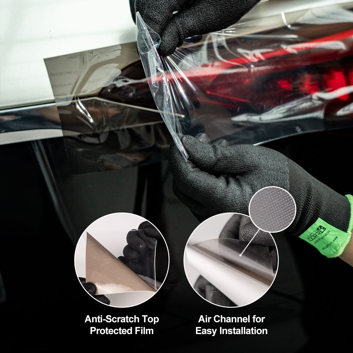 3 in 1 Headlight Film Kit with Air Channel Paper Liner