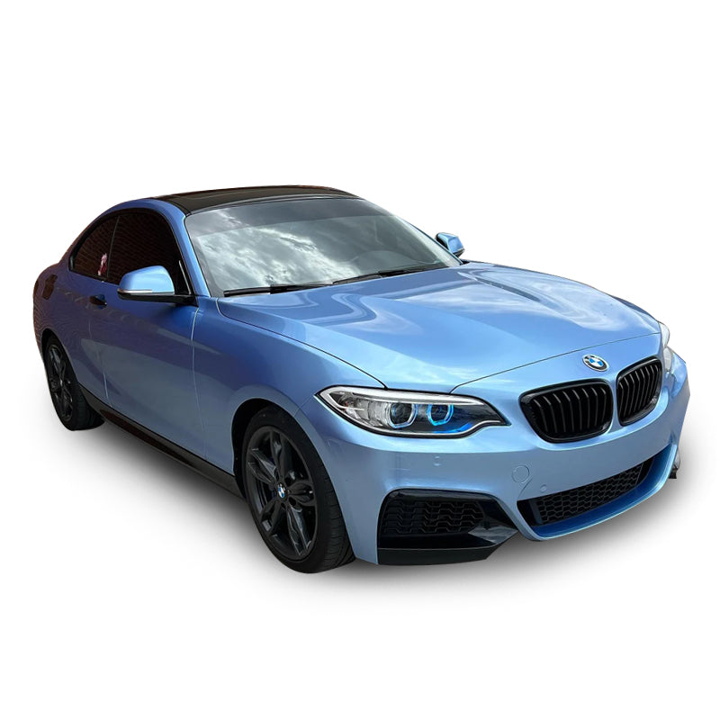 Glossy Metallic Silver Lake Blue Vinyl Wrap