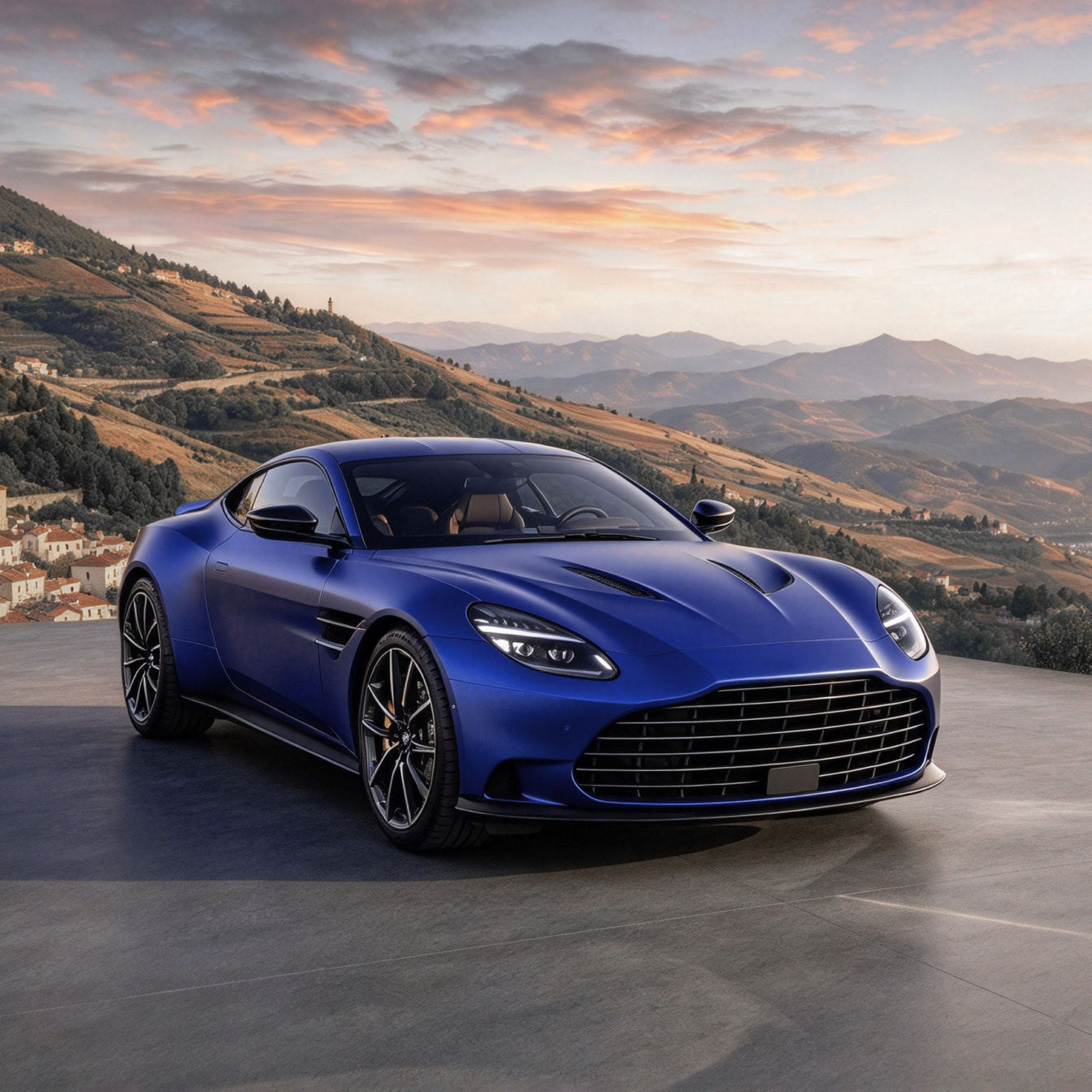 Deep blue Aston Martin sports car