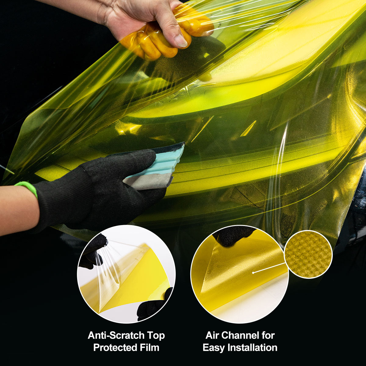 Golden Yellow Headlight Film with Air Channel Paper Liner – vinylfrog