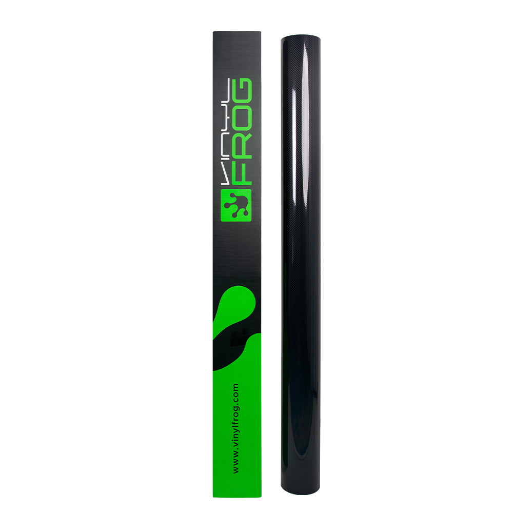 Glossy Spiral Black Carbon Fiber Vinyl Wrap