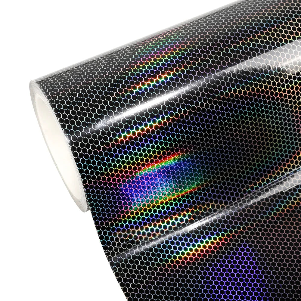 3 in 1 Holographic Honeycomb Headlight Film Kit with Air Channel Paper Liner