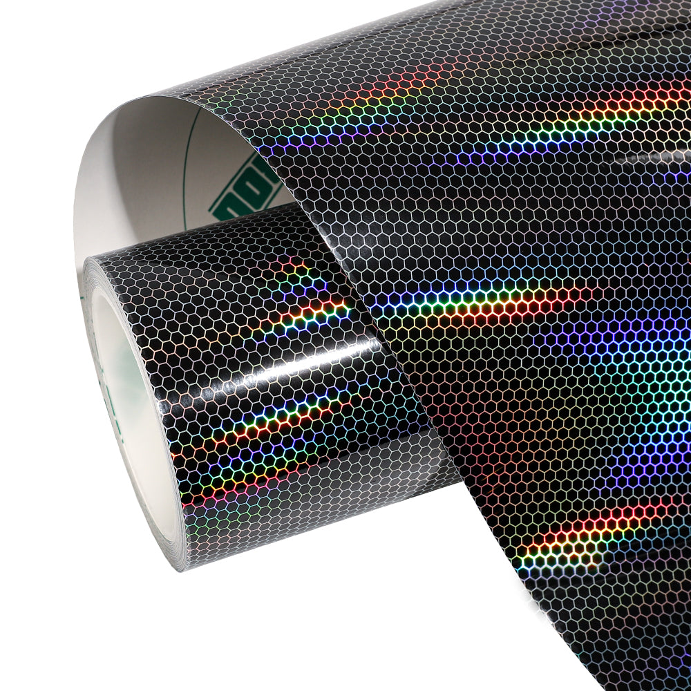 Deep Black Holographic Honeycomb Headlight Film With Air Channel Paper Liner