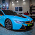 BMW wrapped in High Glossy Sky Blue Vinyl Wrap