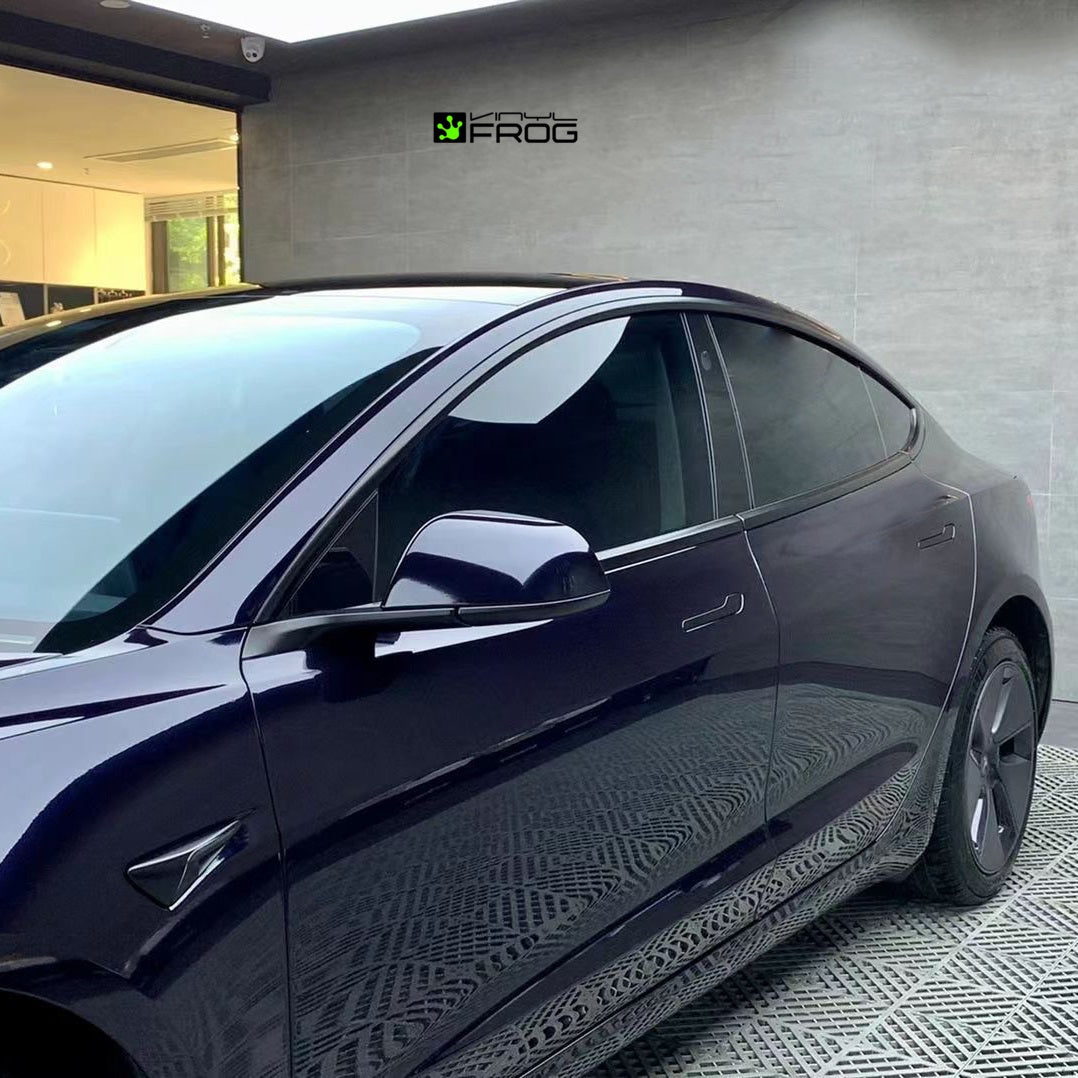 Glossy Metallic Glitter Black Blue Vinyl Wrap