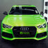 Audi RS7 wrapped in Candy Metallic Neon Green vinyl wrap.