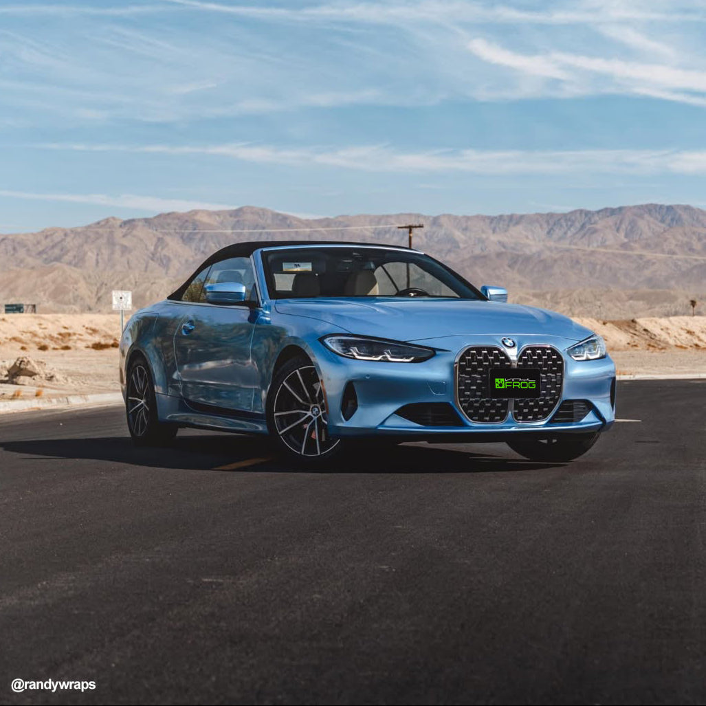 Glossy Metallic Silver Lake Blue car wrap.
