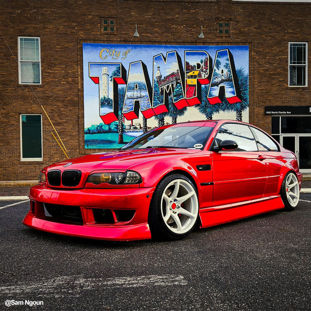 BMW M3 wrapped in Glossy Metallic Vampire Red vinyl wrap