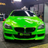 BMW wrapped in Candy Metallic Neon Green vinyl wrap.