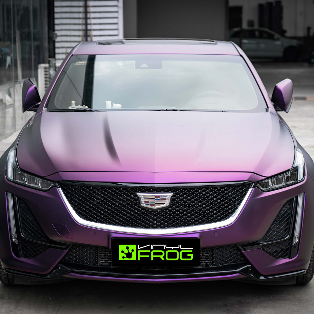 Cadillac CT5 wrapped in Matte Russian Violet Vinyl Wrap.