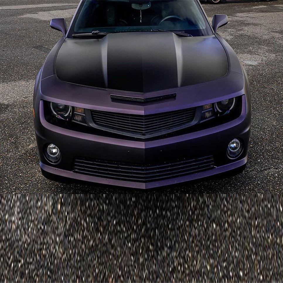 Chevrolet Camaro wrapped in Matte Metallic Black Purple vinyl wrap.