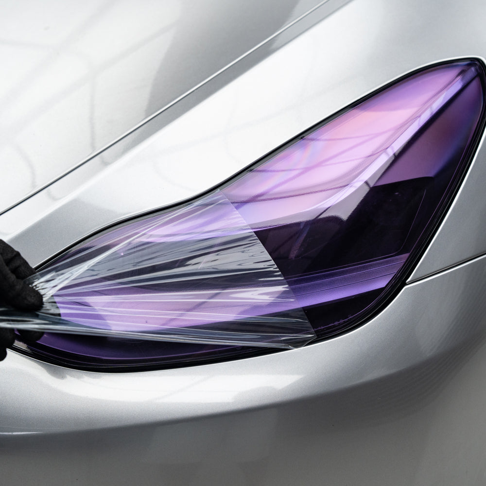 Purple Headlight Film With Air Channel Paper Liner