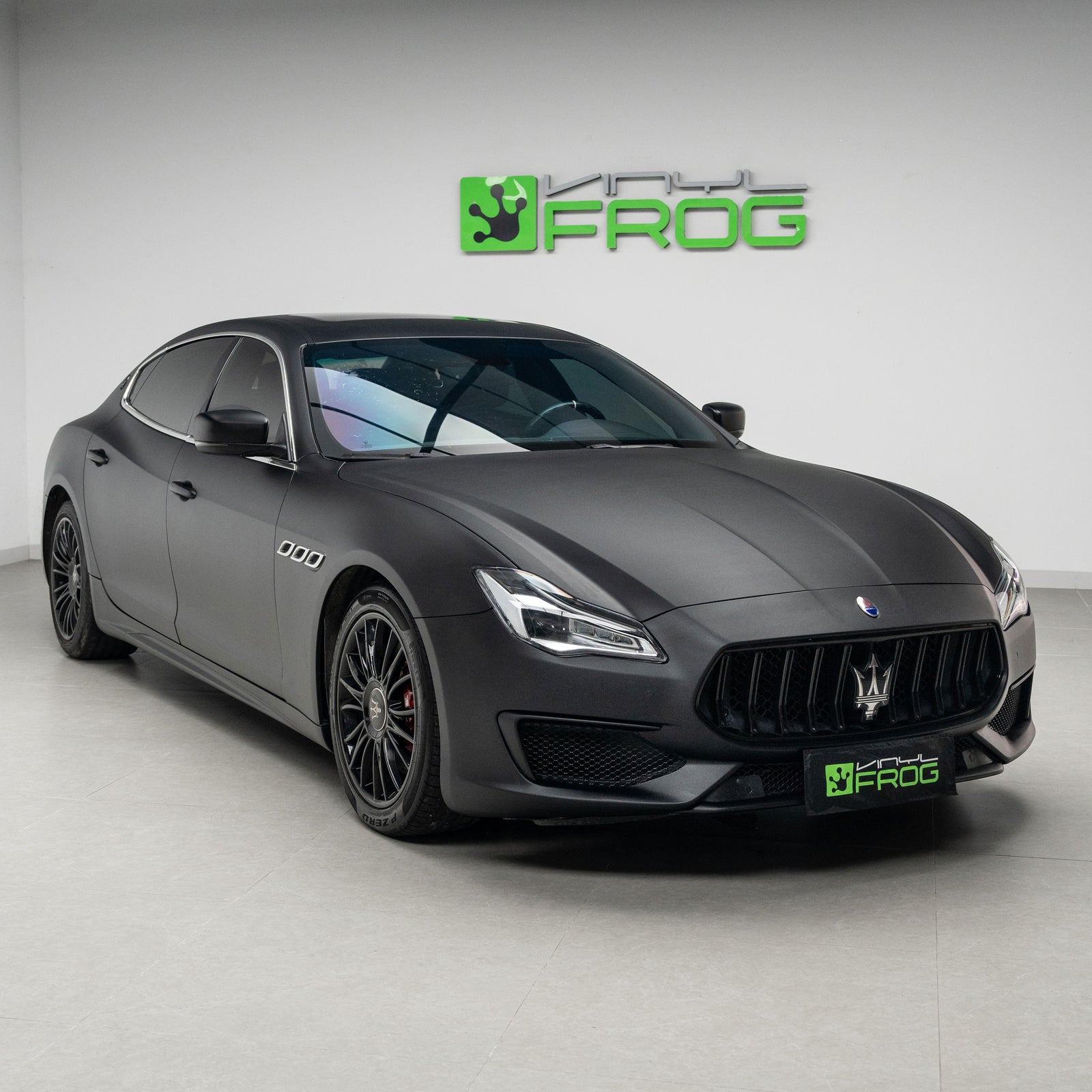 Maserati Quattroporte wrapped in Satin Black Vinyl Wrap.