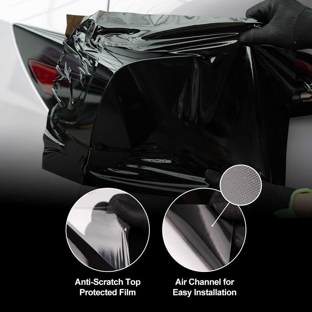 Deep Black Headlight Film with Air Channel Paper Liner – vinylfrog