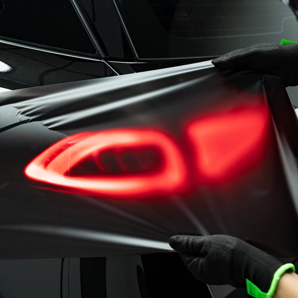Satin Black Headlight Film with Air Channel Paper Liner