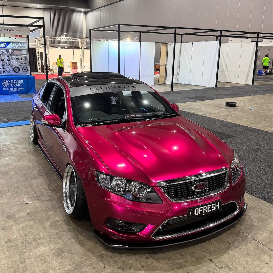 Ford Falcon wrapped in Glossy Metallic Rubellite Purple vinyl wrap.