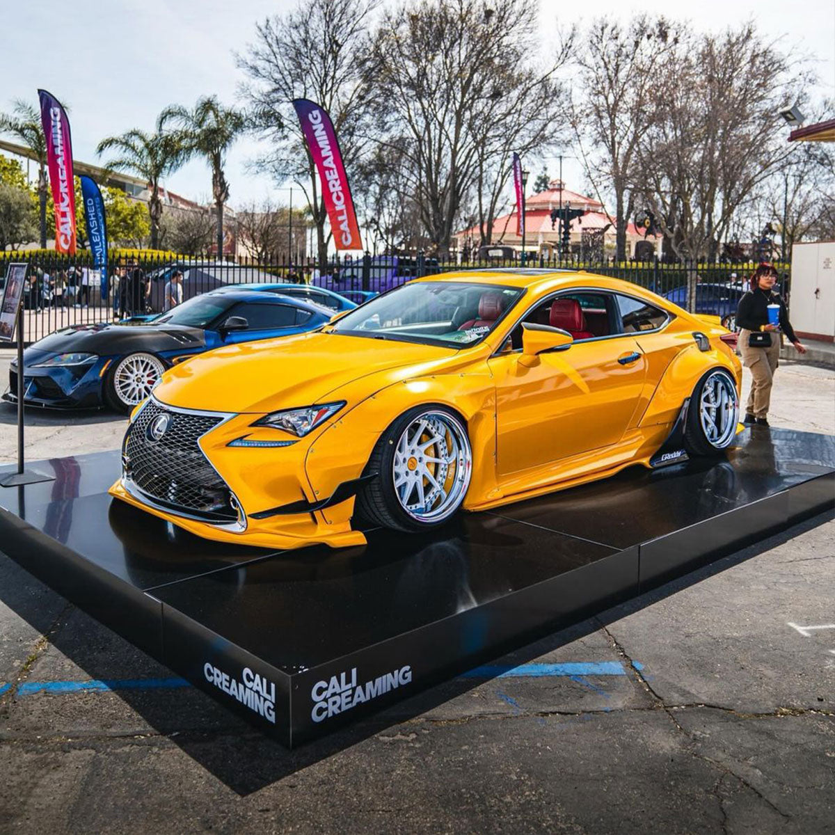 Lexus wrapped in Glossy Metallic Golden Yellow vinyl wrap in cali creaming.