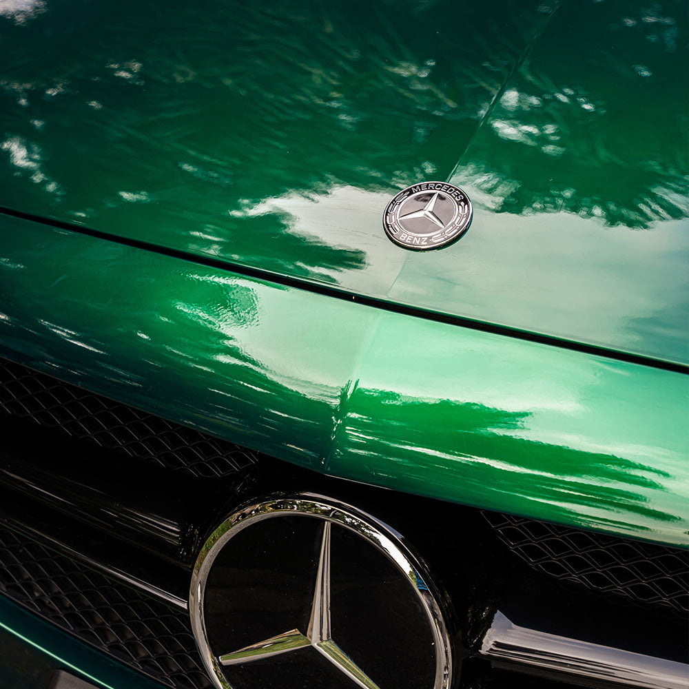 Glossy Metallic La Salle Green car wrap.
