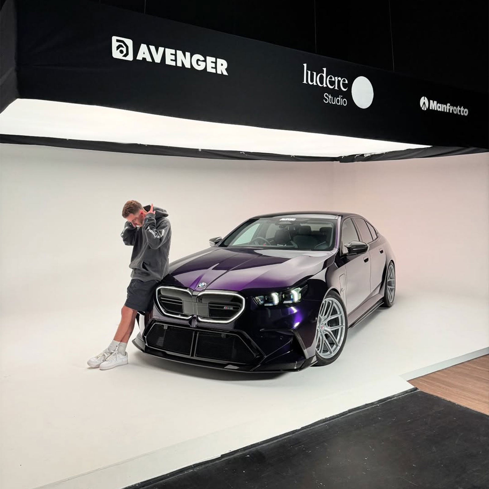 BMW M5 wrapped in Glossy Metallic Midnight Purple Color PPF with AVENGER.