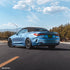 BMW 4 Series Convertible wrapped in Glossy Metallic Silver Lake Blue vinyl wrap back view.