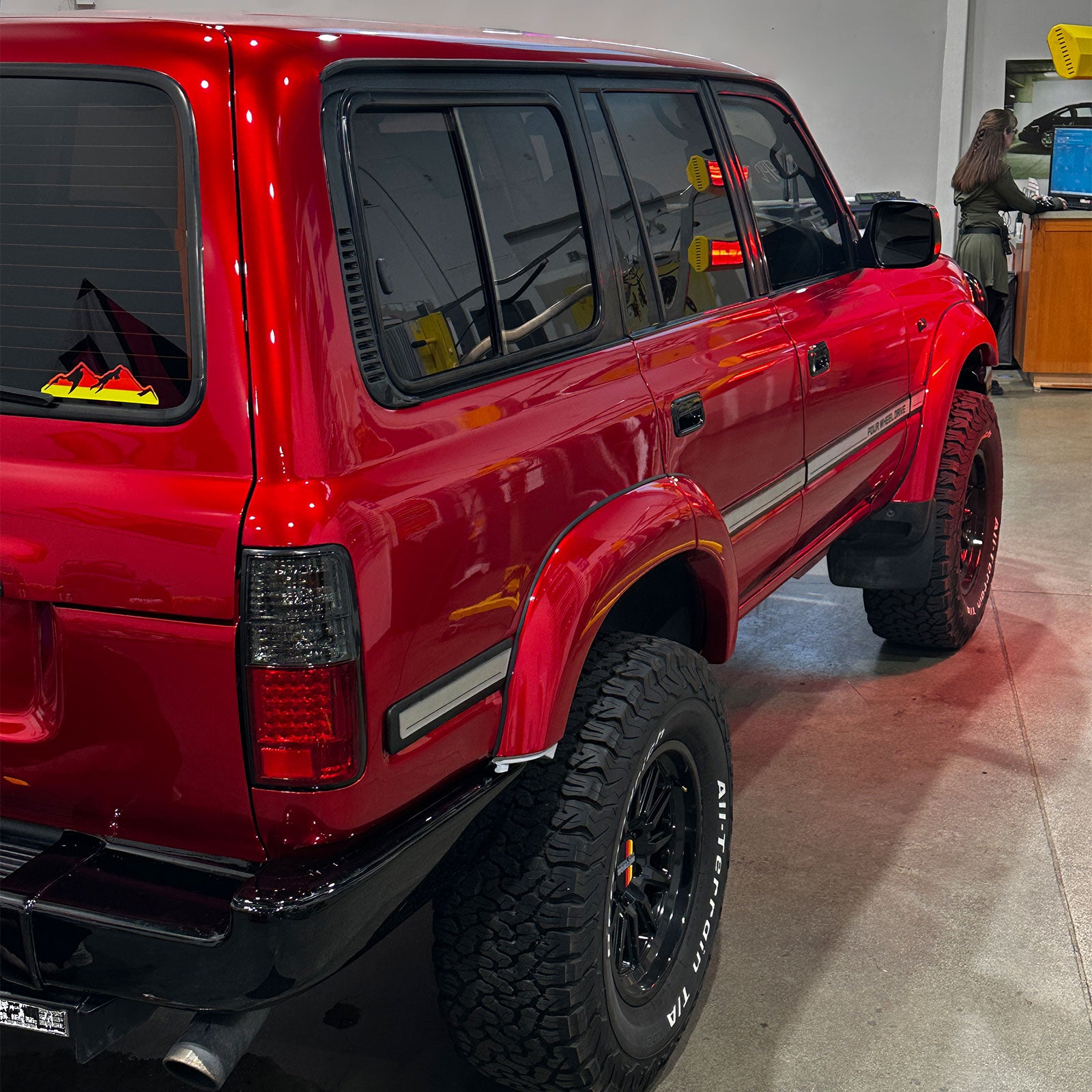 Toyota Land Cruiser 80 Series Rear Side in Glossy Metallic Vampire Red Color PPF