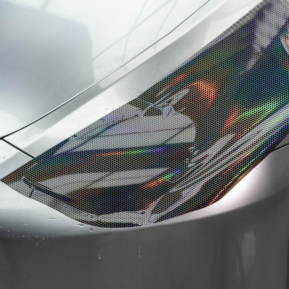 Deep Black Holographic Honeycomb Headlight Film With Air Channel Paper Liner