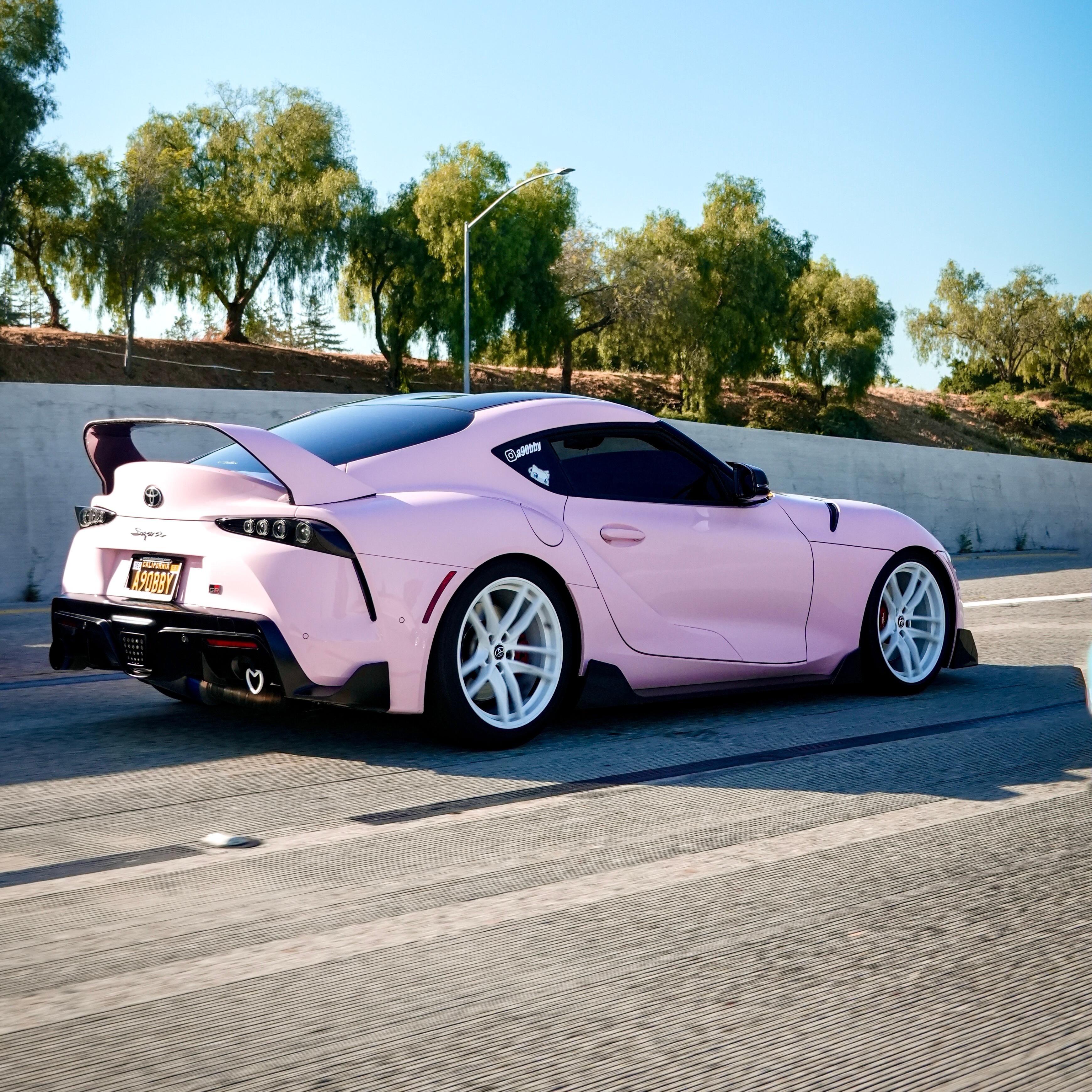 High Glossy Baby Pink car wrap.