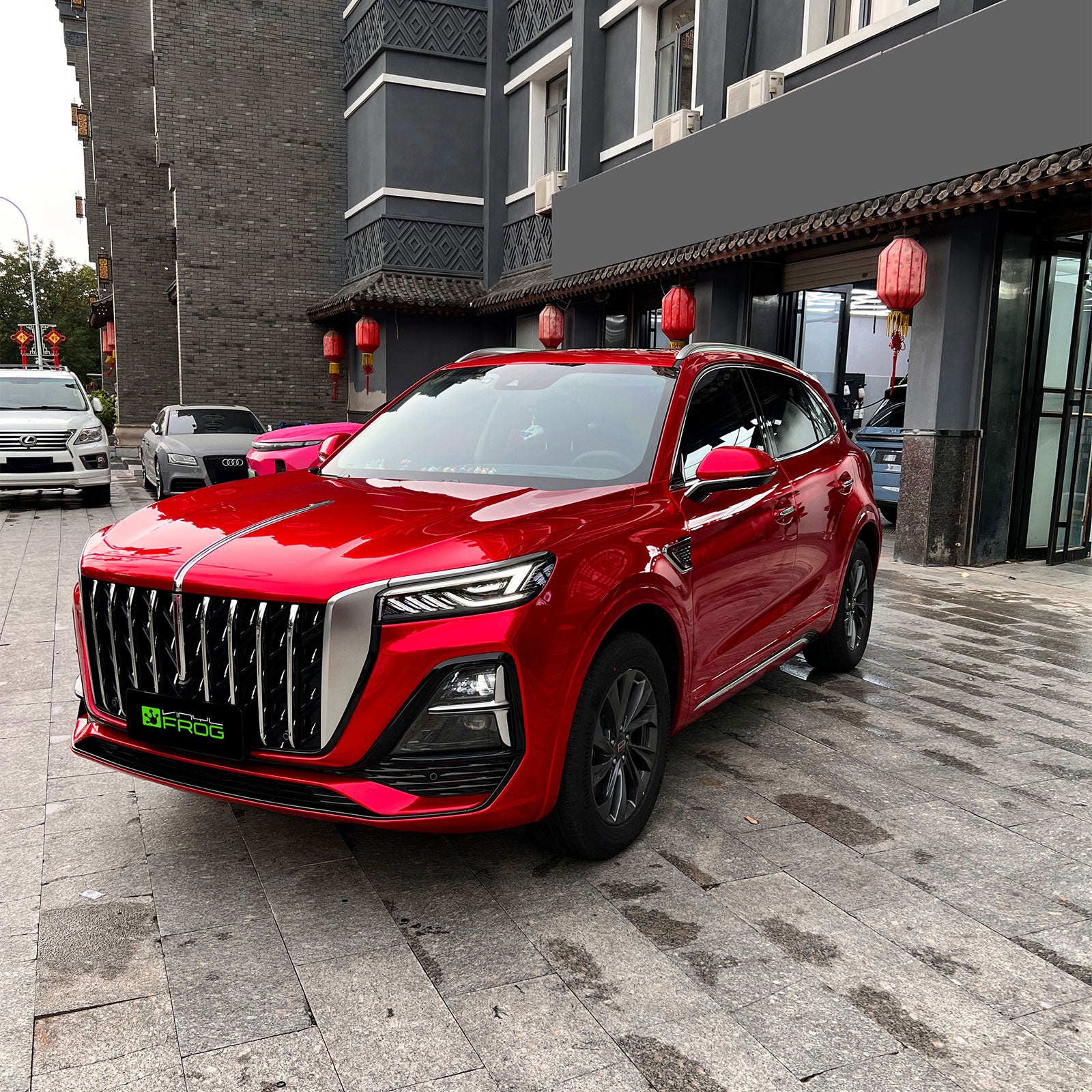 Hongqi HS5 Front View in Glossy Metallic Vampire Red Color PPF