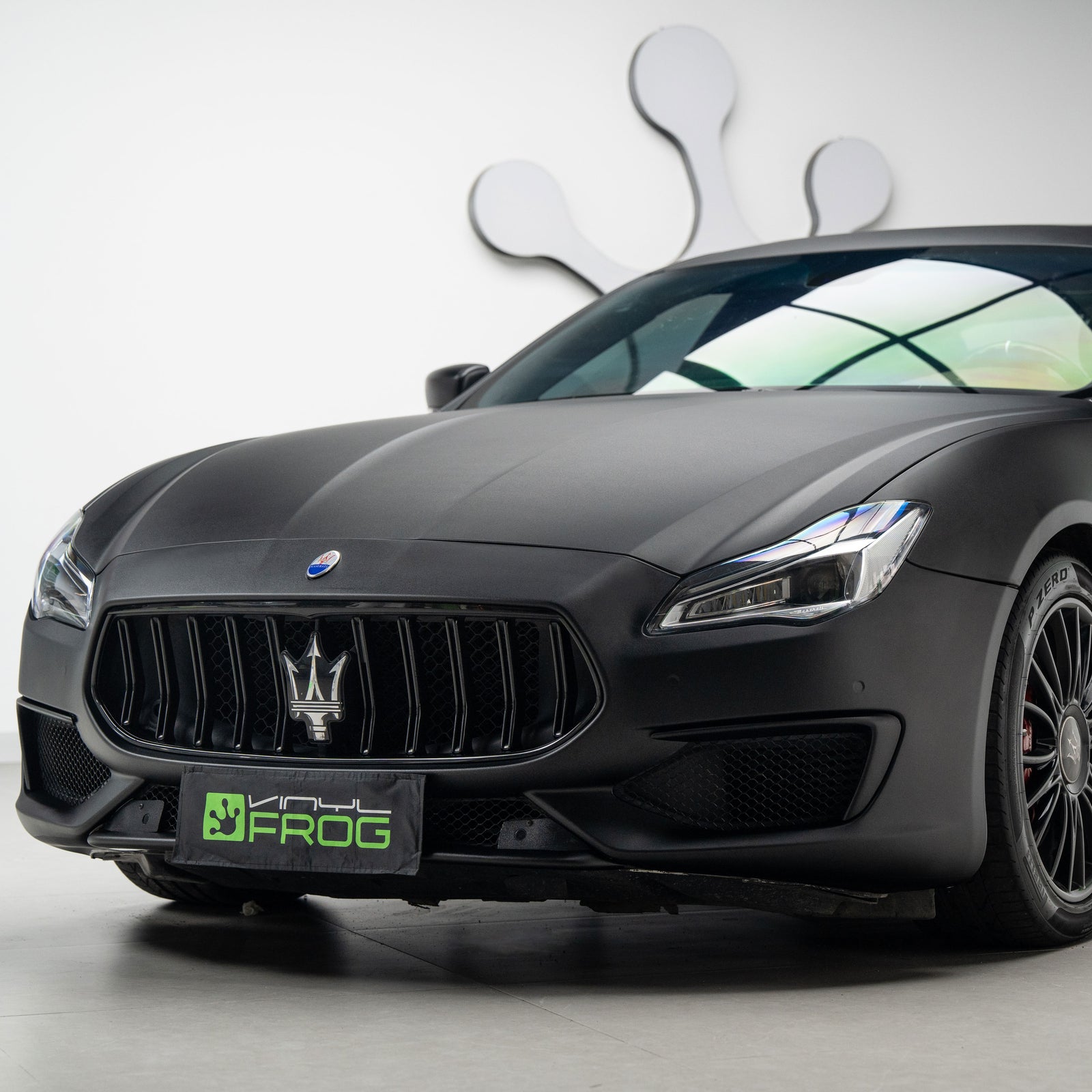Maserati Quattroporte wrapped in Satin Black car Wrap.