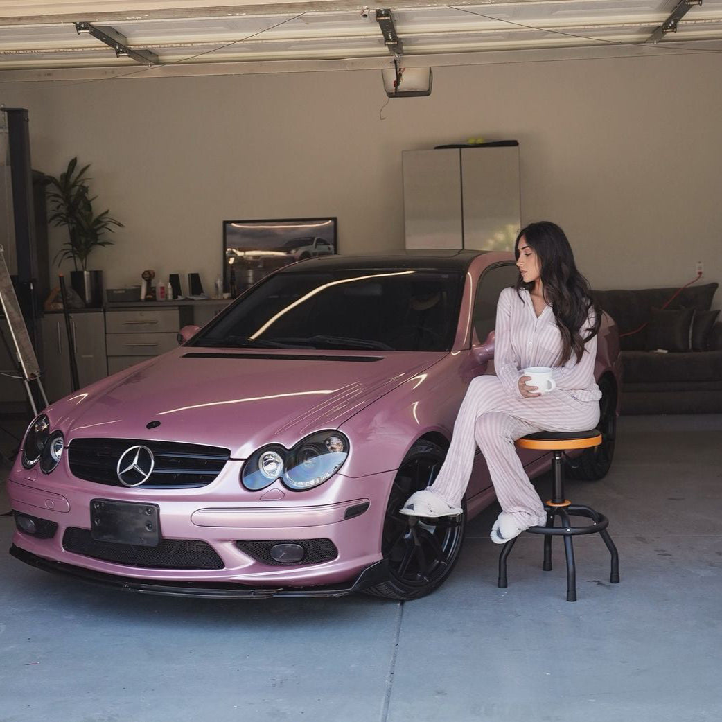 Mercedes-Benz wrapped in Glossy Metallic Passion Pink vinyl wrap.