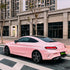 Mercedes-Benz C-Class Coupe wrapped in Matte Metallic Pearl Baby Pink vinyl wrap.