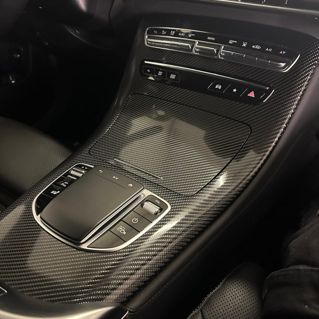 Glossy Spiral Black Carbon Fiber Vinyl Wrap