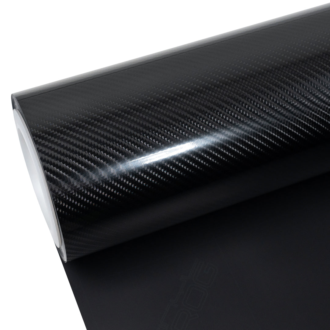 Glossy Spiral Black Carbon Fiber Vinyl Wrap