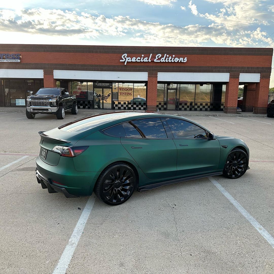 Satin Chrome Silk Green car wrap.