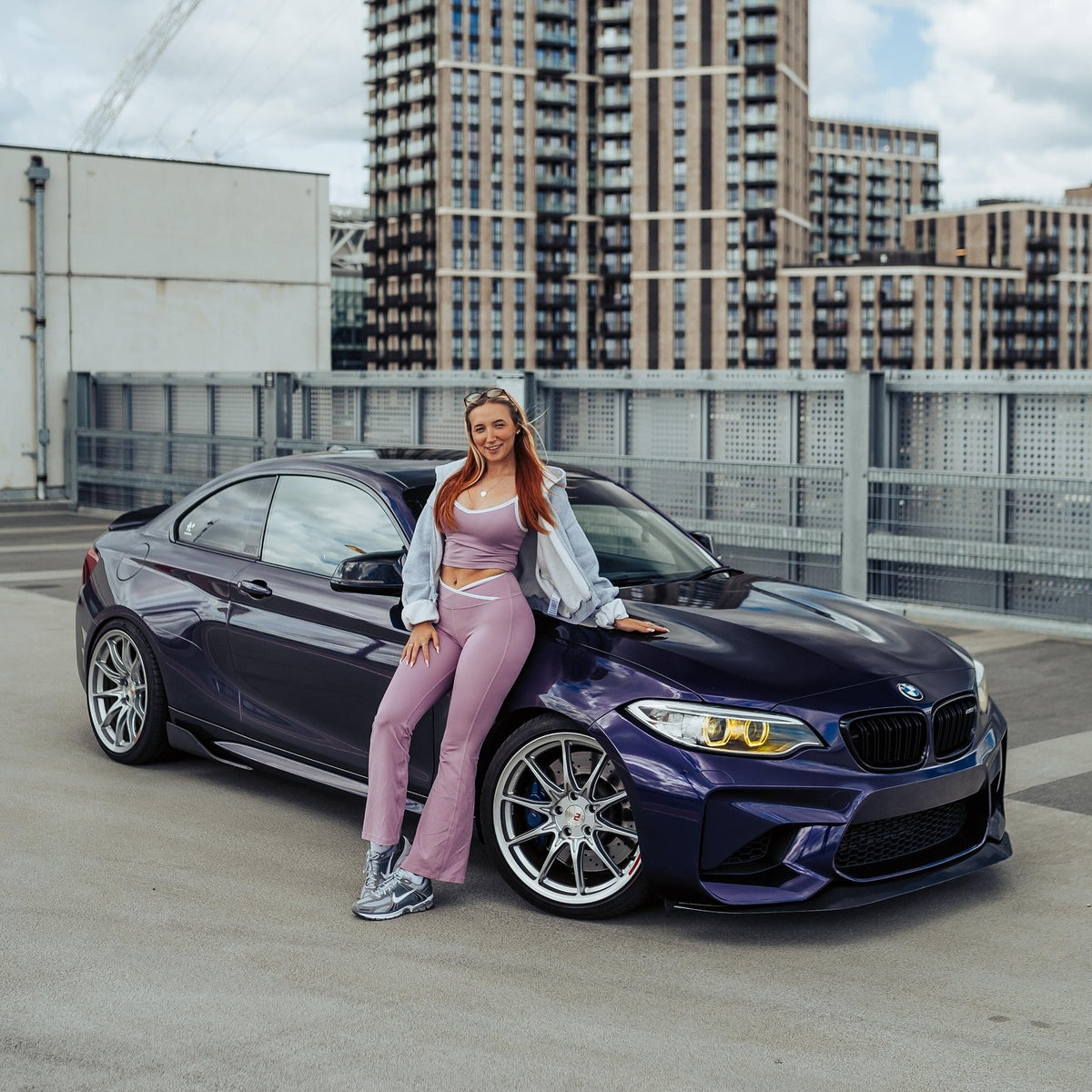 Front view of BMW Glossy Metallic Midnight Purple Vinyl Wrap