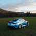 Back view of Lexus Glossy Metallic Silver Lake Blue Vinyl Wrap