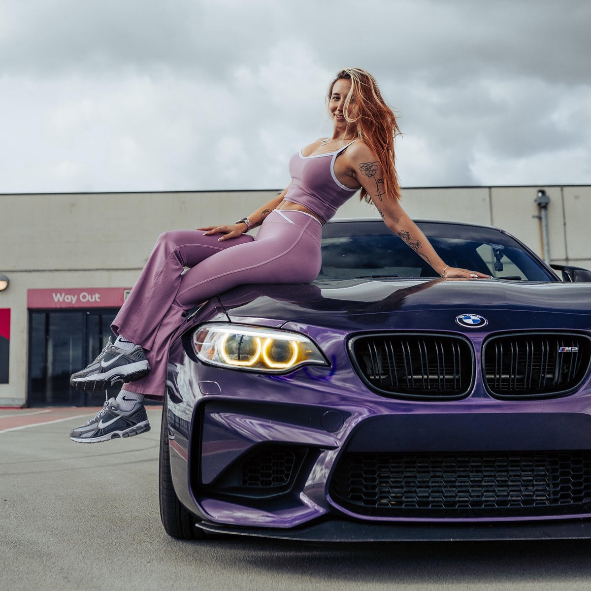 Front view of BMW Glossy Metallic Midnight Purple Vinyl Wrap