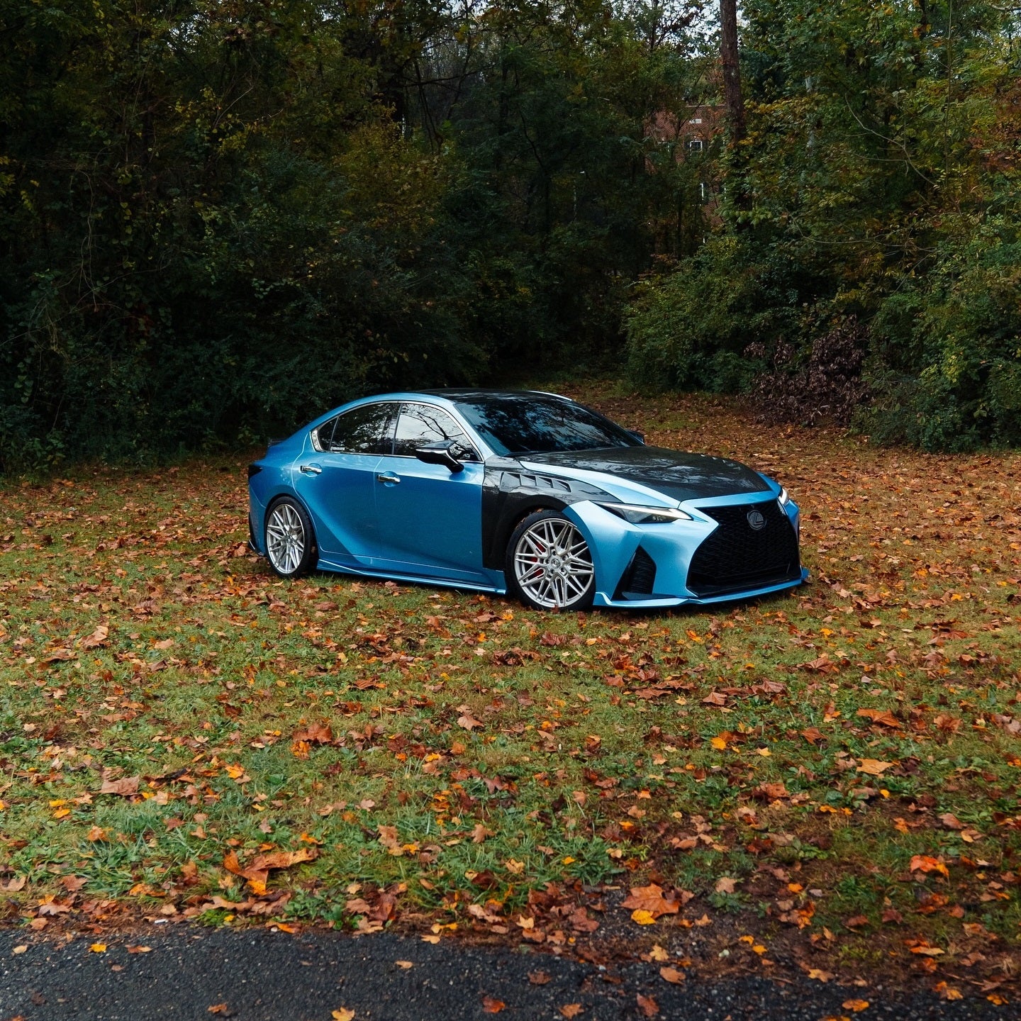 Glossy Metallic Silver Lake Blue Vinyl Wrap on Lexus