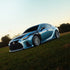 Front view of Lexus Glossy Metallic Silver Lake Blue Vinyl Wrap