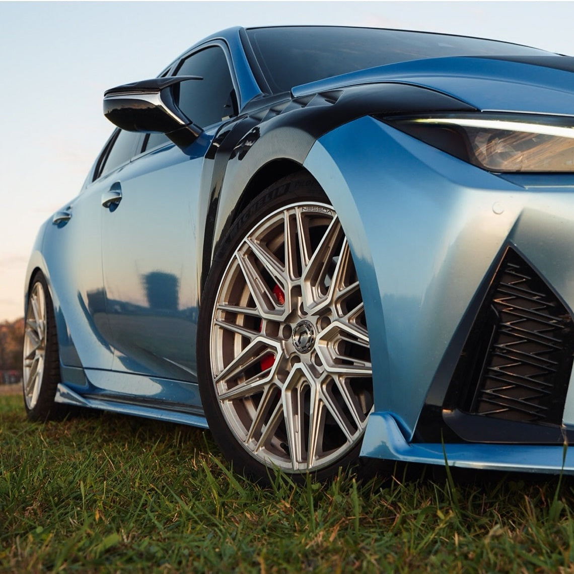 Mirror side view Lexus Glossy Metallic Silver Lake Blue Vinyl Wrap