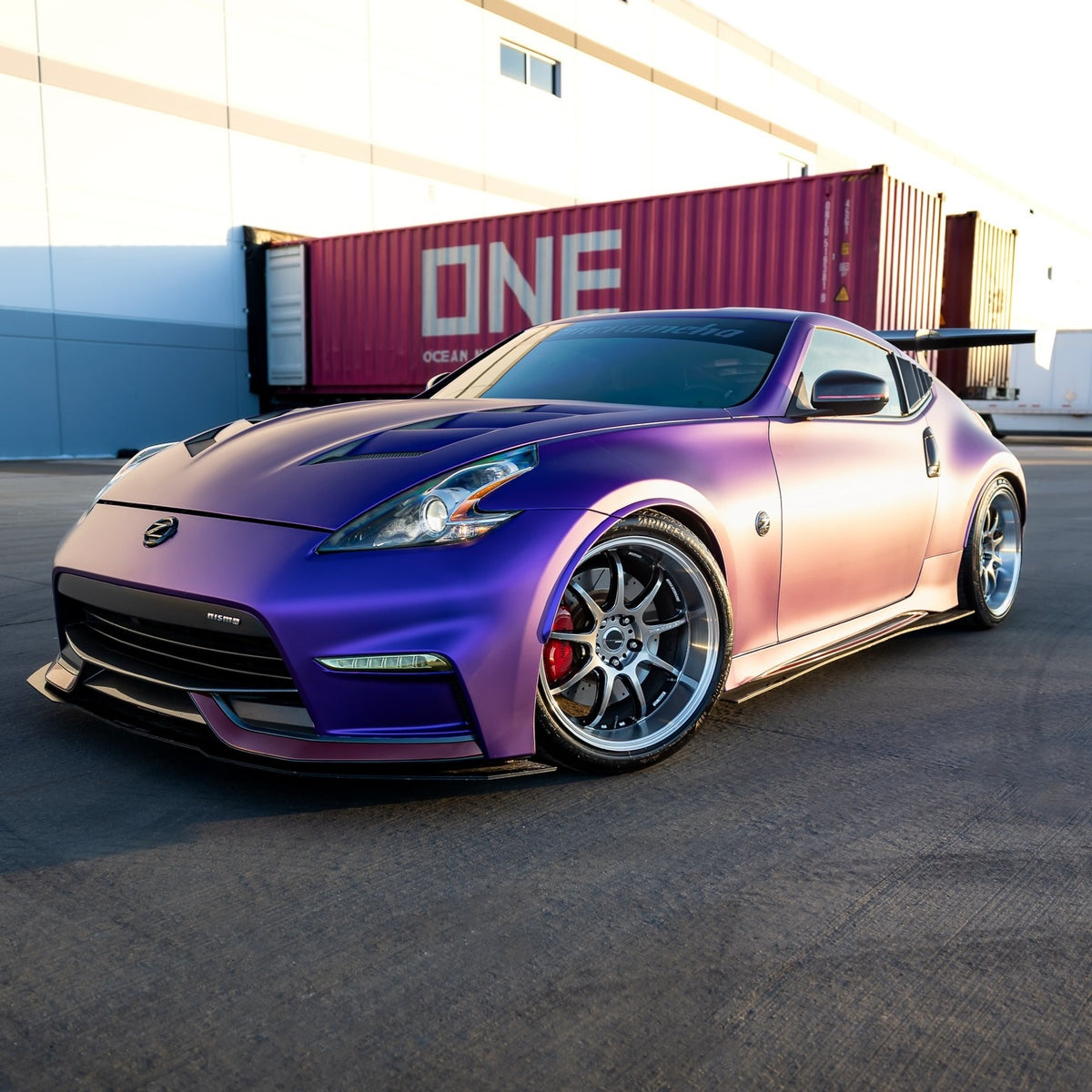 Matte Metallic Eminence Purple Vinyl Wrap on Nissan car