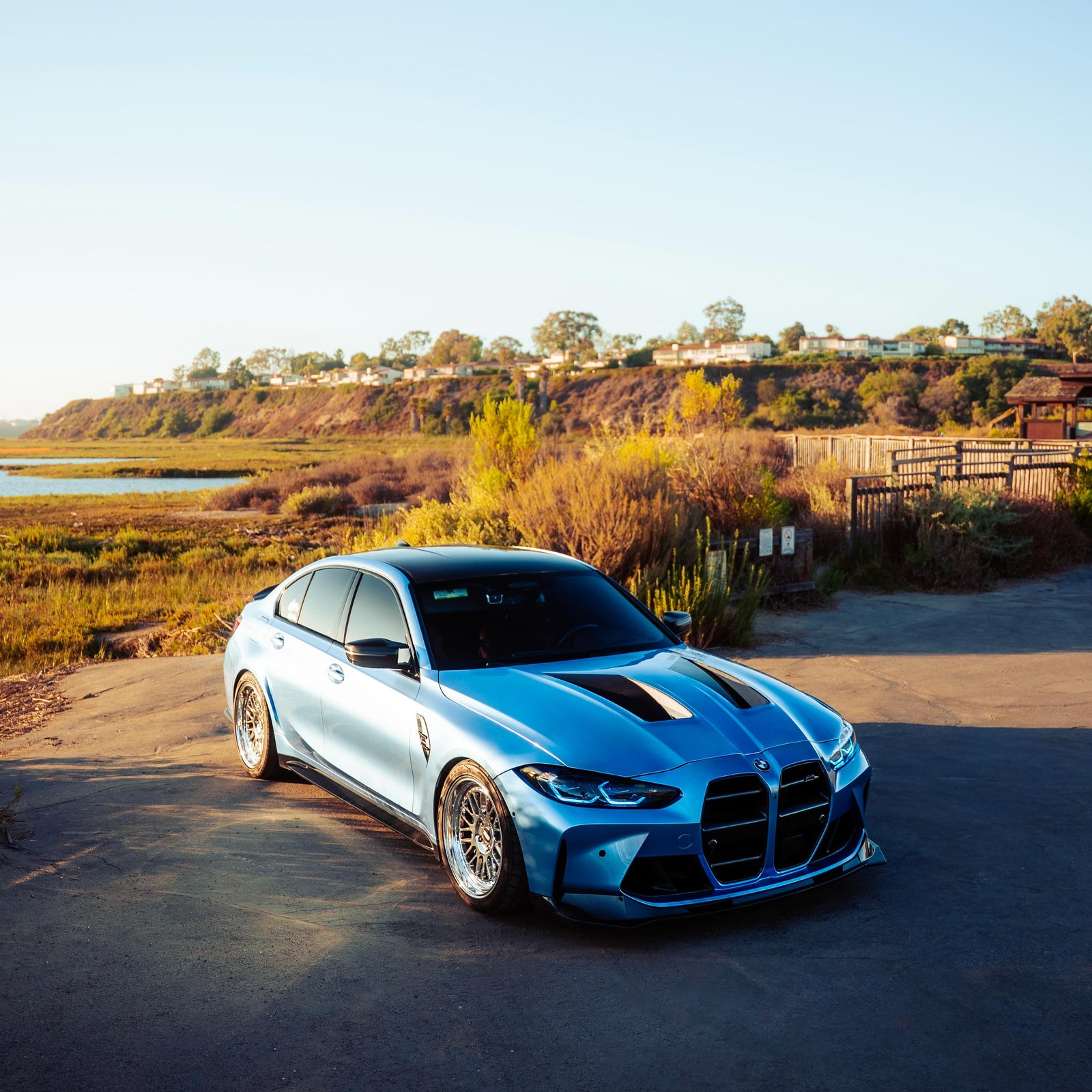 Glossy Metallic Silver Lake Blue Vinyl Wrap