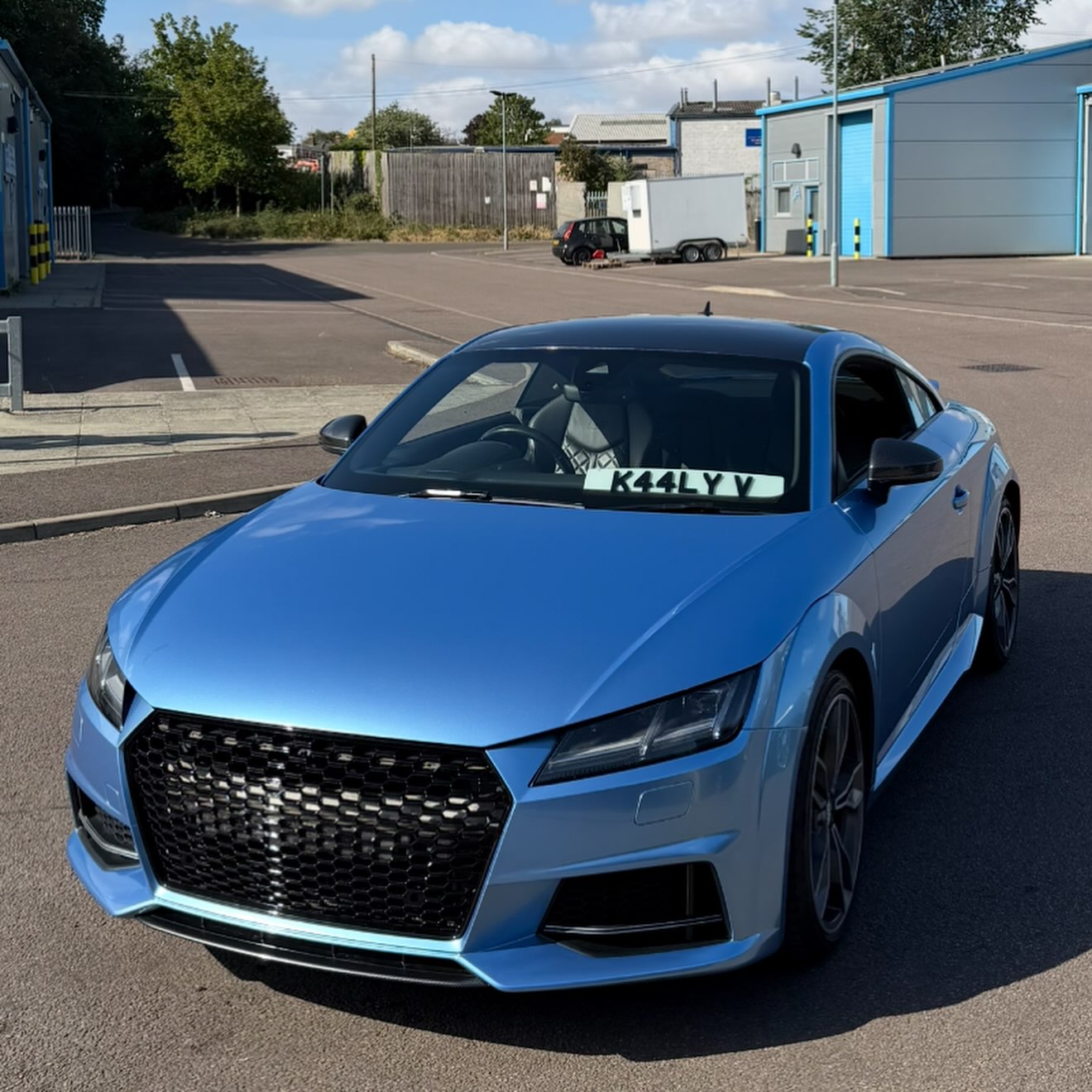 Glossy Metallic Silver Lake Blue Vinyl Wrap