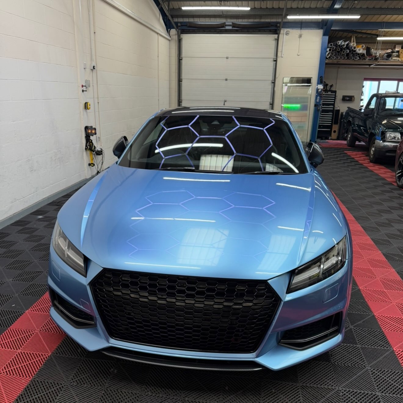 Glossy Metallic Silver Lake Blue Vinyl Wrap