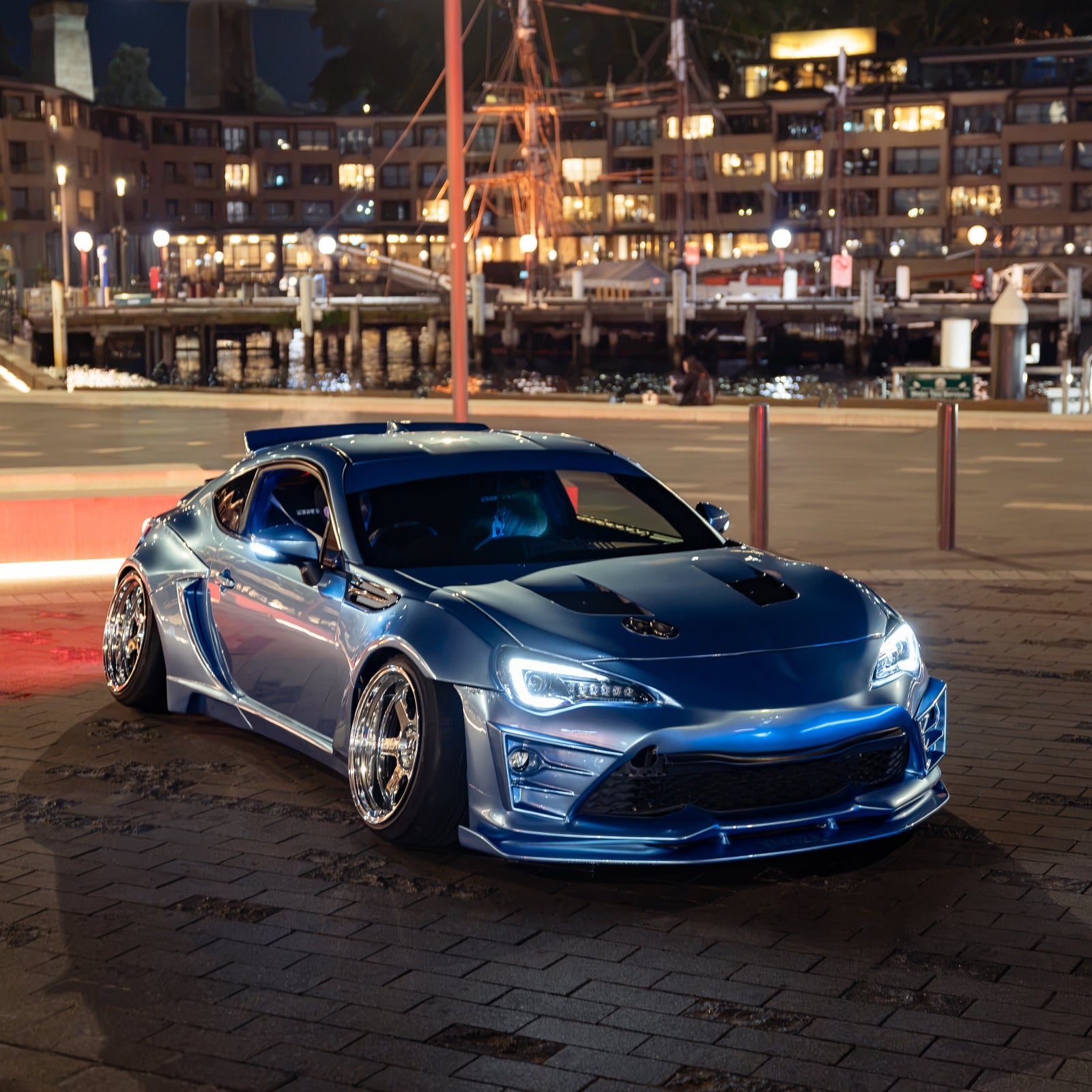 Glossy Metallic Silver Lake Blue Vinyl Wrap