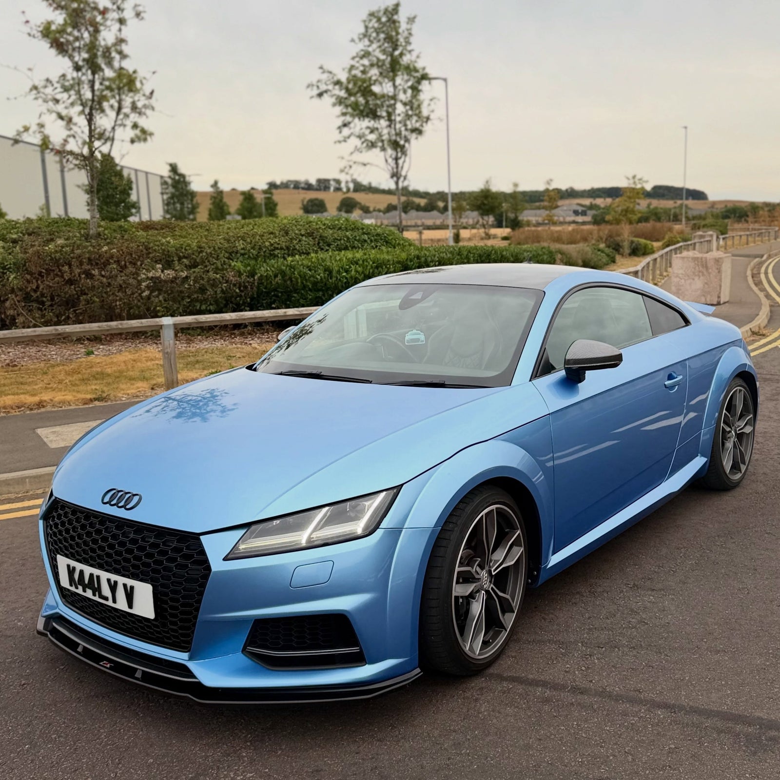 Glossy Metallic Silver Lake Blue Vinyl Wrap