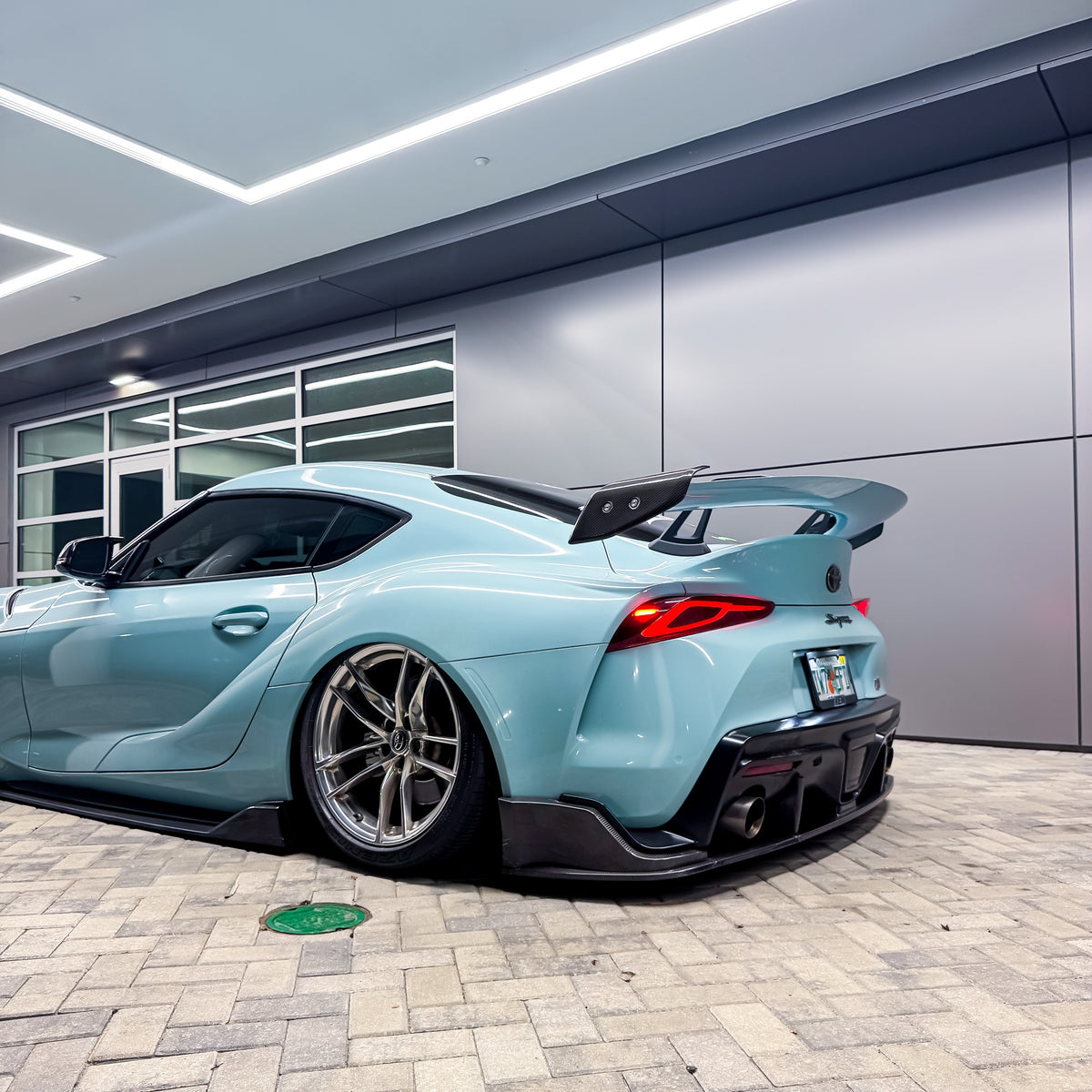 Back View of Super Glossy Yacht Blue Vinyl Wrap