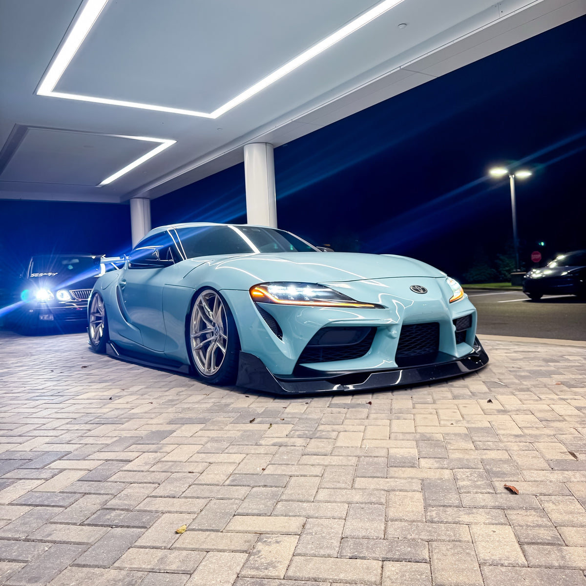 Front View of Super Glossy Yacht Blue Vinyl Wrap