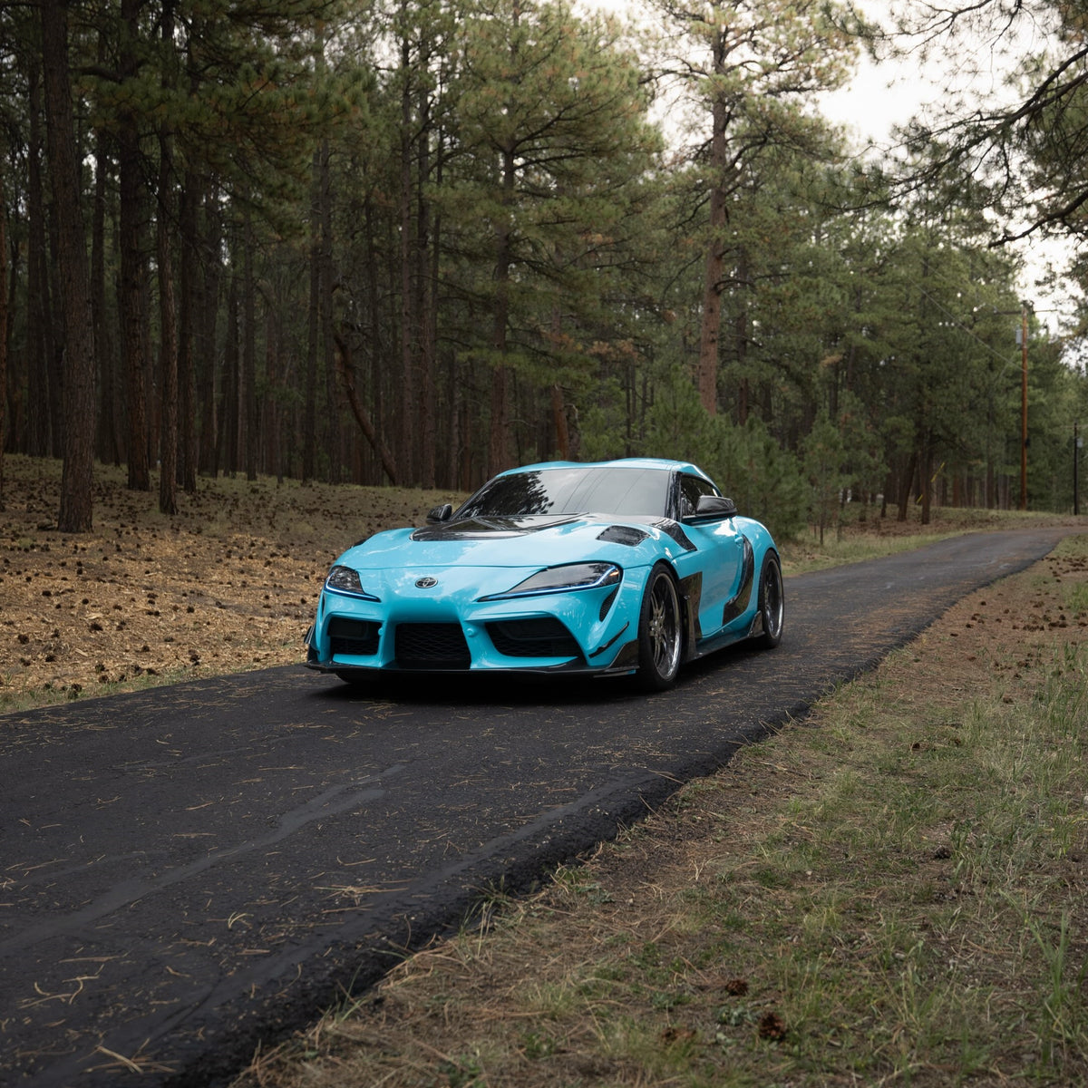 Front view of Supra High Glossy Sky Blue Vinyl Wrap
